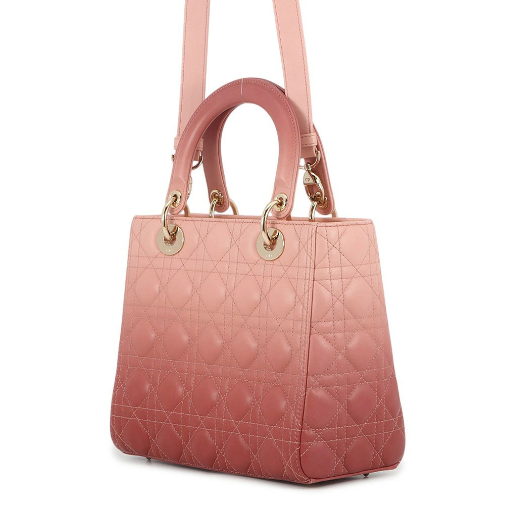 Dior Handbag Cannage Christian Christian Lady bag leather Black